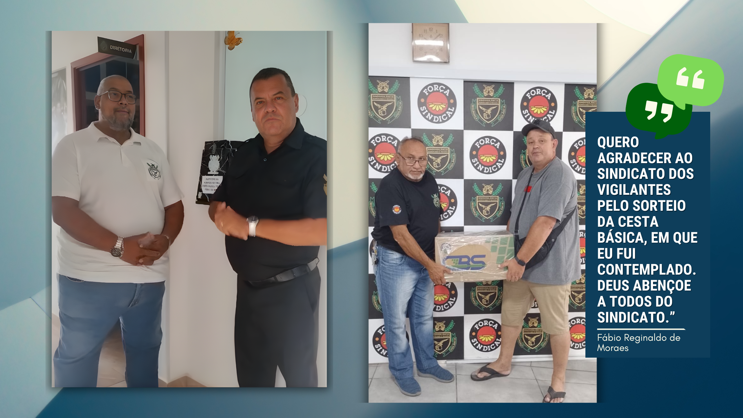 Sorteio de Fevereiro: Vigilante Fábio Reginaldo de Moraes é o ganhador da cesta básica do Sindivigilância