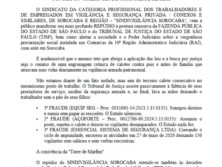 NOTA DE REPÚDIO